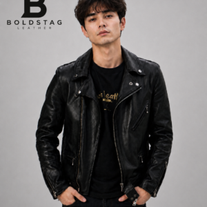 Rebel Black Biker Leather Jacket
