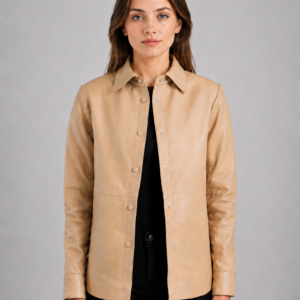 Boldstag Women’s Beige Leather Shirt Jacket